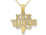 10K Yellow Gold 100% TAURUS Charm Astrology Zodiac Pendant Necklace with Chain